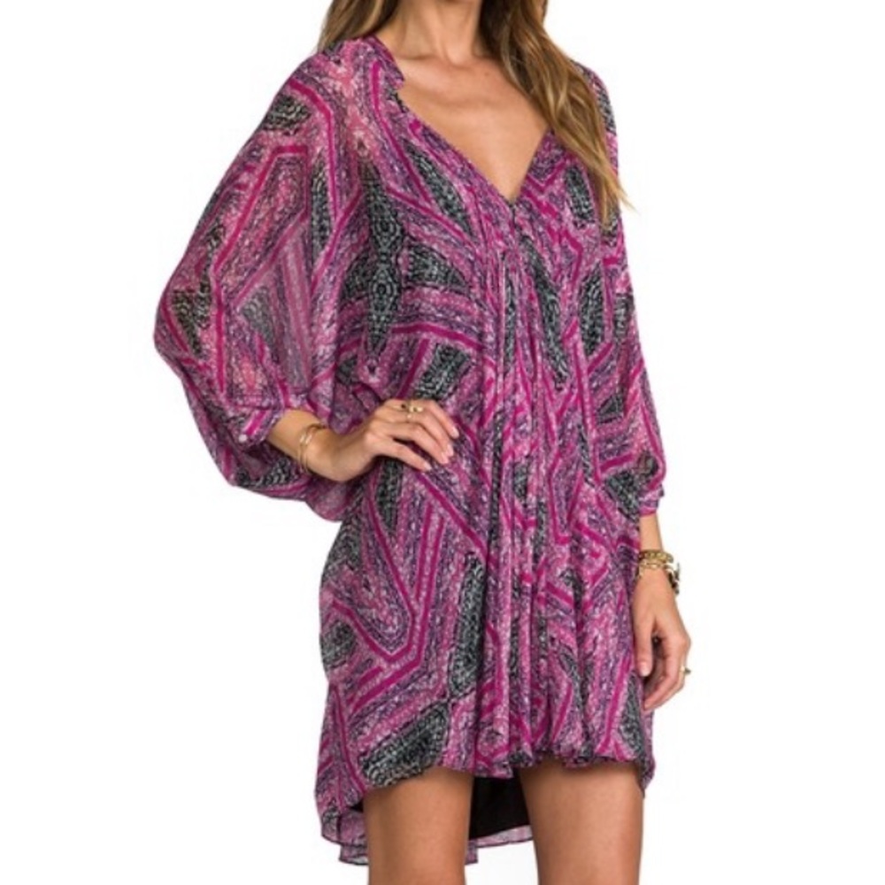 DIANE VON FURSTENBERG Silk Pink Fleurette Dress in Diamond Maze - Picture 2 of 7